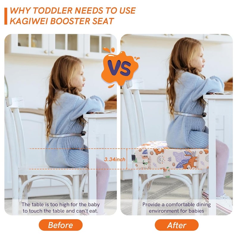 KAGIWEI Booster Seat for Kitchen Chair - Strong Support Toddler Booster Seat for Dining Table, Portable Booster Chair with Adjustable Elasticity Straps for Toddlers Eating Travel Home - Image 2